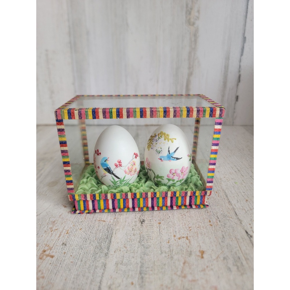 Vintage Asian style bird box floral spring home decor Easter unique